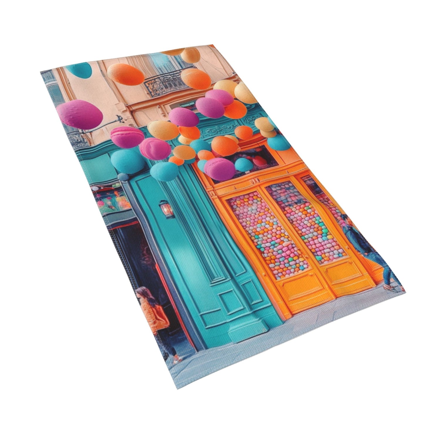 Colorful Balloon Street Scene Ultra-Soft Towel - 27.5x15.7 Inches, Lightweight, Reusable, Travel-Friendly