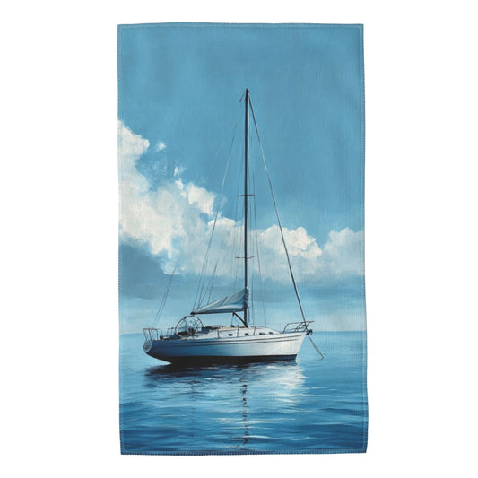 Sailboat Design Ultra-Soft Towel - 27.5x15.7 Inches, Portable, Machine Washable, Multi-Purpose Essential