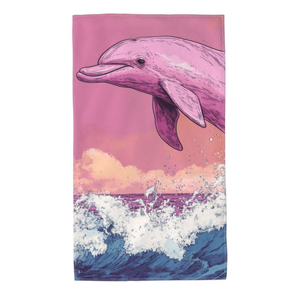 Pink Dolphin Design Soft Absorbent Towel - 27.5x15.7 Inches, Eco-Friendly and Portable