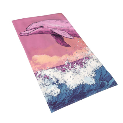 Pink Dolphin Design Soft Absorbent Towel - 27.5x15.7 Inches, Eco-Friendly and Portable