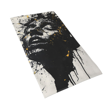 Abstract Black and Gold Art Towel - 27.5x15.7 Inches, High Absorbency & Machine Washable