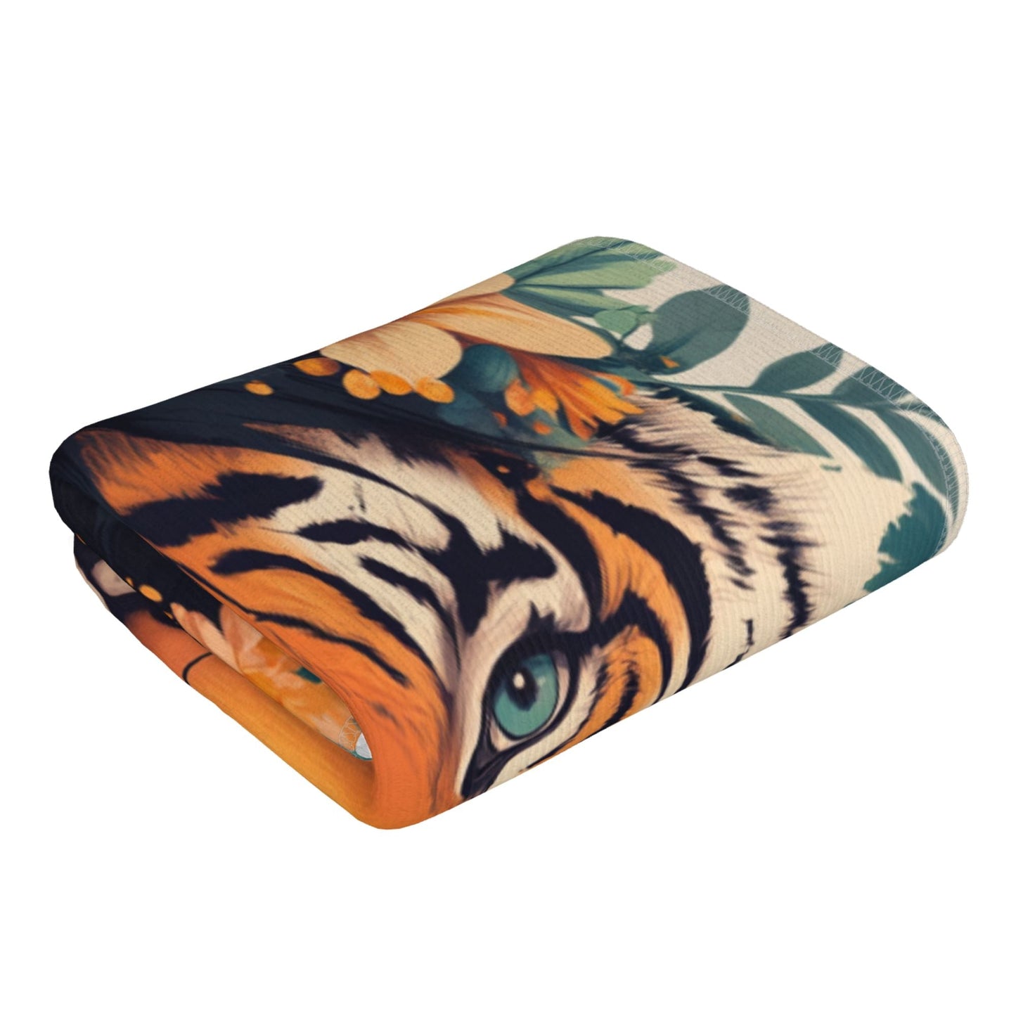 Tropical Floral Tiger Pattern Towel - 27.5x15.7 Inches, Lightweight & Durable, Machine Washable