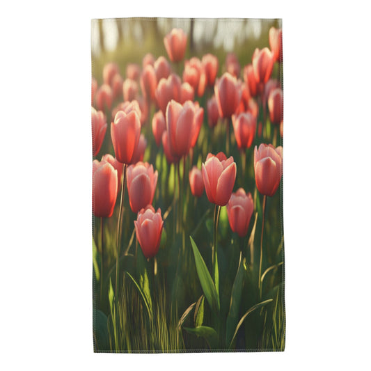 Romantic Tulip Pattern Towel - 27.5x15.7 Inches, Soft & Absorbent, Portable & Durable, Machine Washable