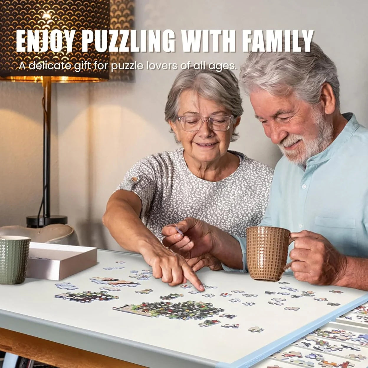 ⏰Last Day Sale $29⏰ Rotating Puzzle Board with Drawers and Cover, Tilt &Lazy Susan